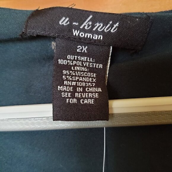 NWT U-Knit Spruce Green Sheer Lined Stoned Top Blouse Size 2X - Picture 4 of 7